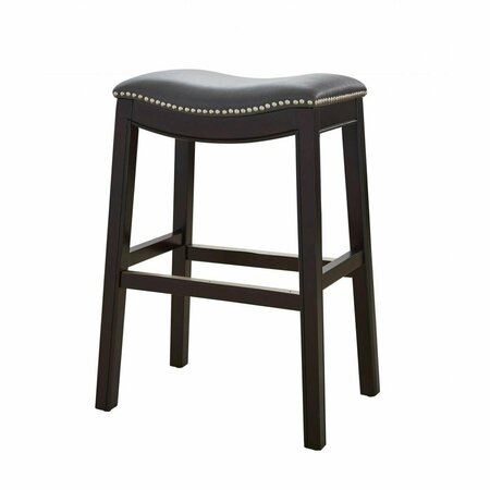 HOMEROOTS 25 in. Espresso & Gray Saddle Style Counter Height Bar Stool 384138